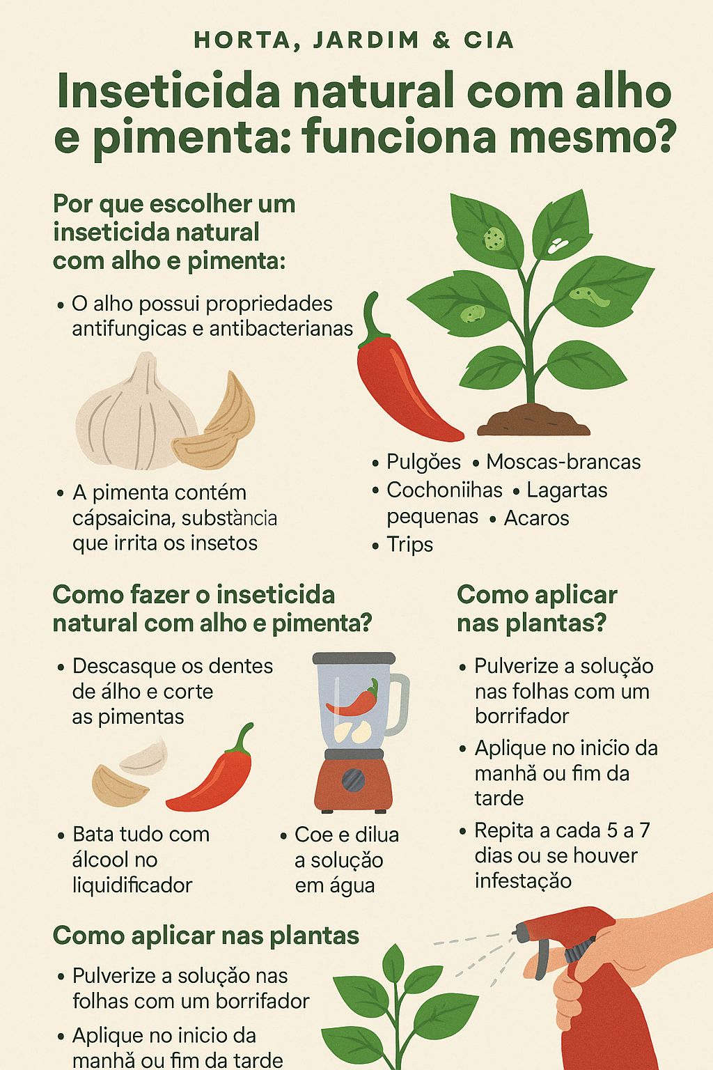 Inseticida natural com alho e pimenta.